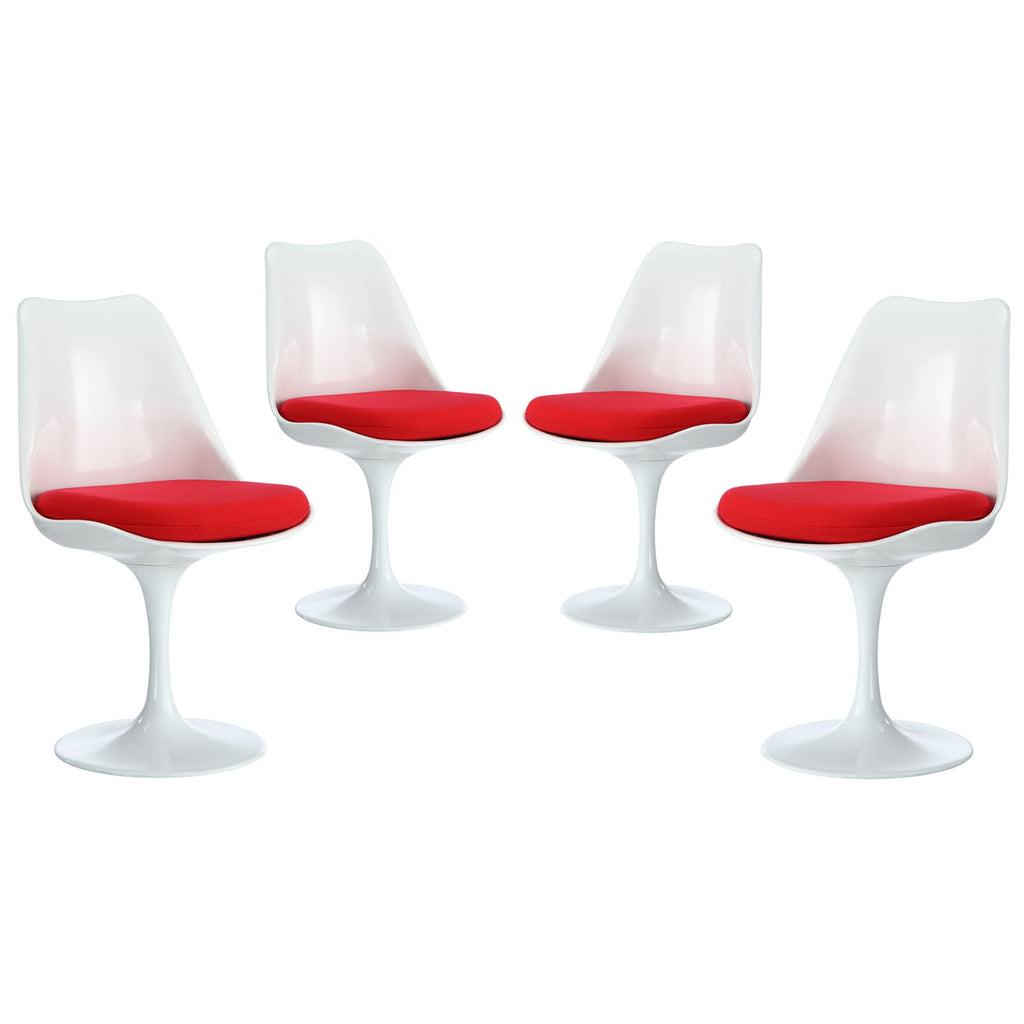 Lippa Dining Side Chair Fabric Set of 4 in Red