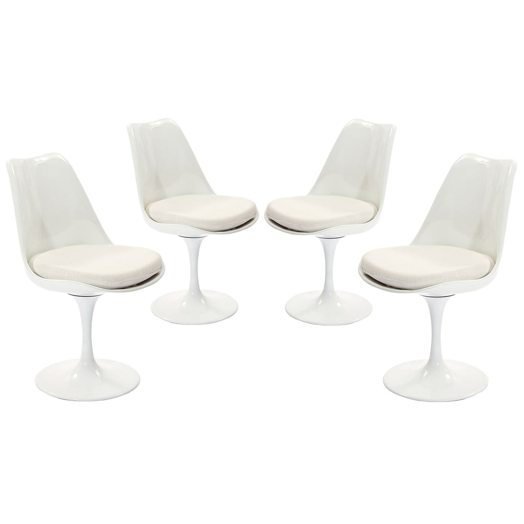 Lippa Dining Side Chair Fabric Set of 4 in White