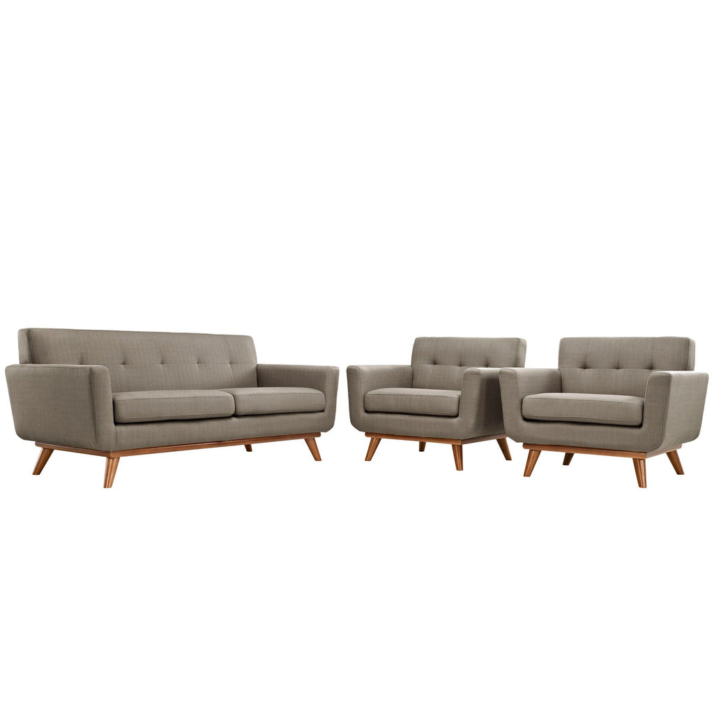 Engage Armchairs and Loveseat Set of 3 in Granite