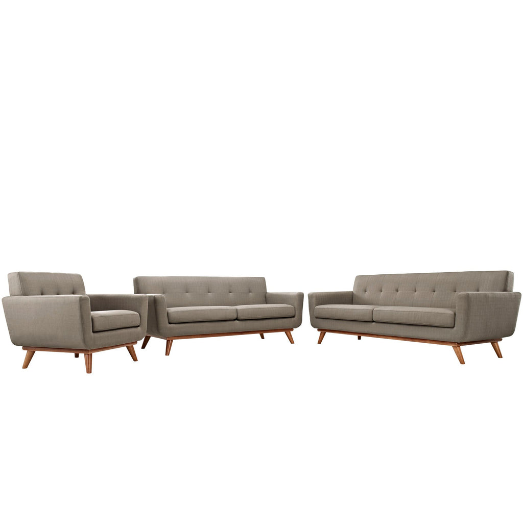 Engage Sofa Loveseat and Armchair Set of 3 in Granite