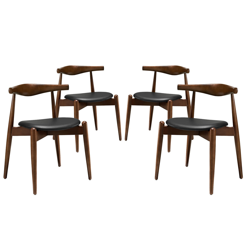 Stalwart Dining Side Chairs Set of 4 in Dark Walnut Black