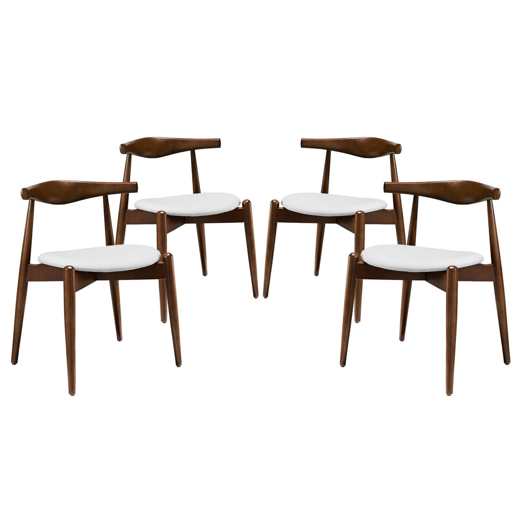 Stalwart Dining Side Chairs Set of 4 in Dark Walnut White