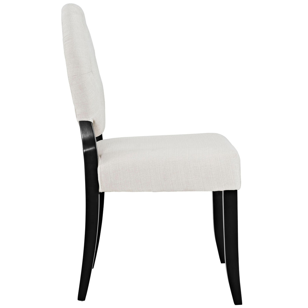 Button Dining Side Chair in Beige