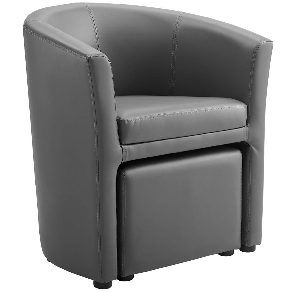 Divulge Armchair and Ottoman in Gray