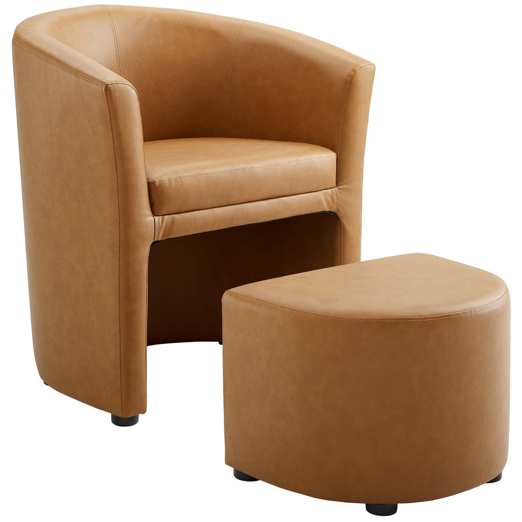Divulge Armchair and Ottoman in Tan