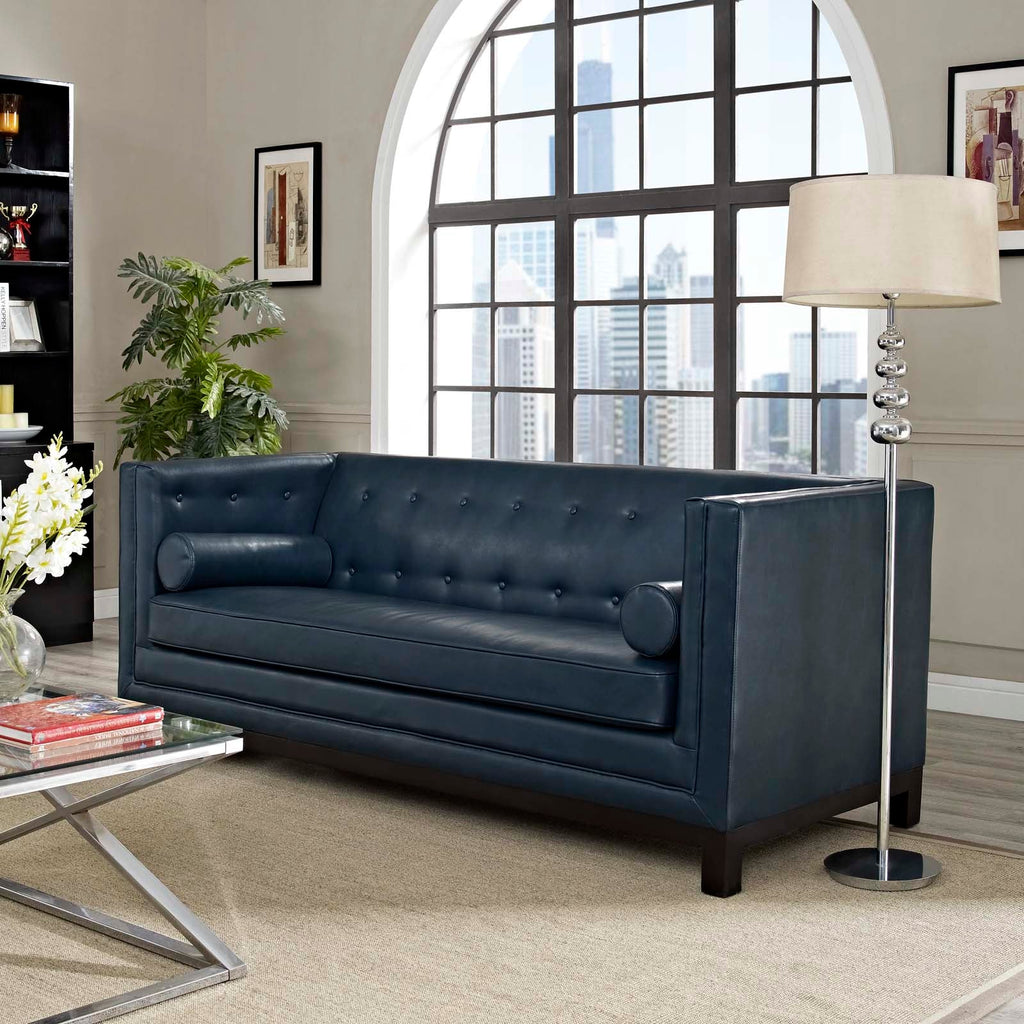 Imperial Bonded Leather Sofa in Blue