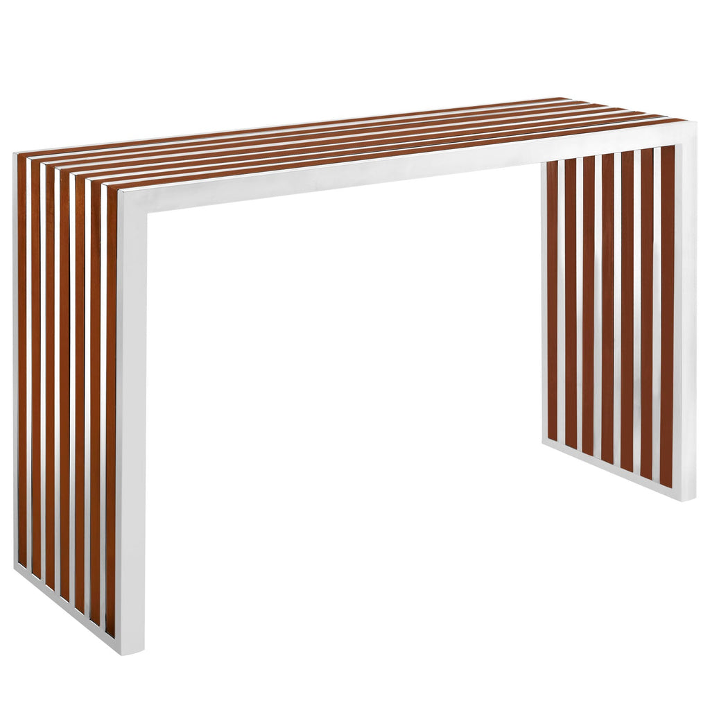 Gridiron Wood Inlay Console Table