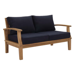 Marina 4 Piece Outdoor Patio Teak Set in Natural Navy-3