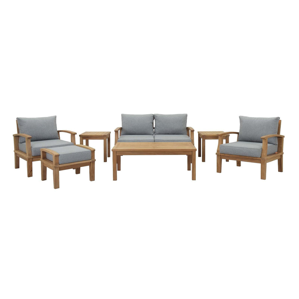 Marina 7 Piece Outdoor Patio Teak Set in Natural Gray-1