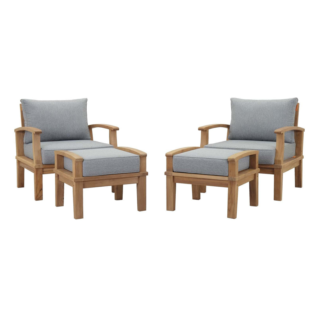 Marina 4 Piece Outdoor Patio Teak Set in Natural Gray-2