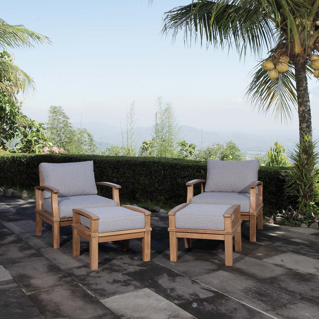 Marina 4 Piece Outdoor Patio Teak Set in Natural Gray-2