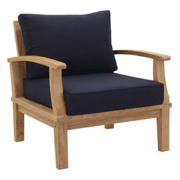 Marina 4 Piece Outdoor Patio Teak Set in Natural Navy-2