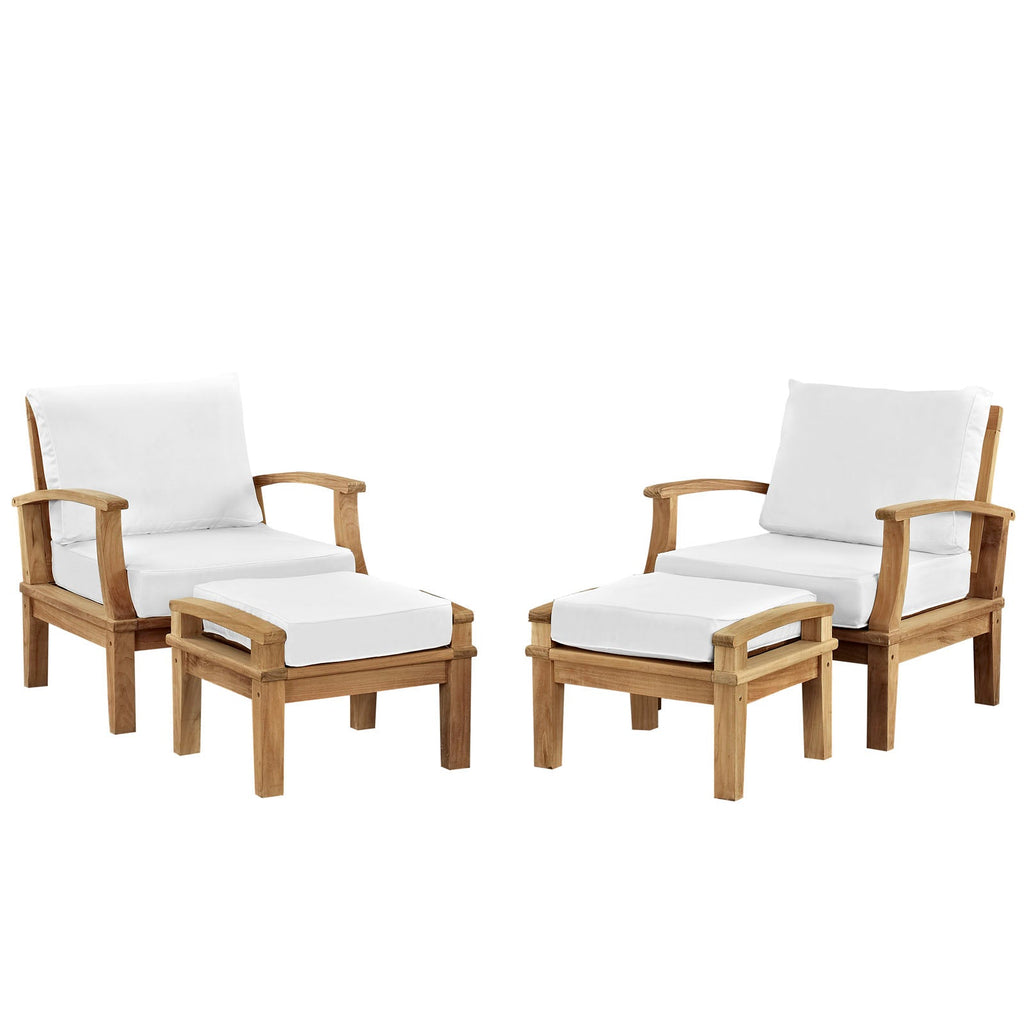 Marina 4 Piece Outdoor Patio Teak Set in Natural White-2