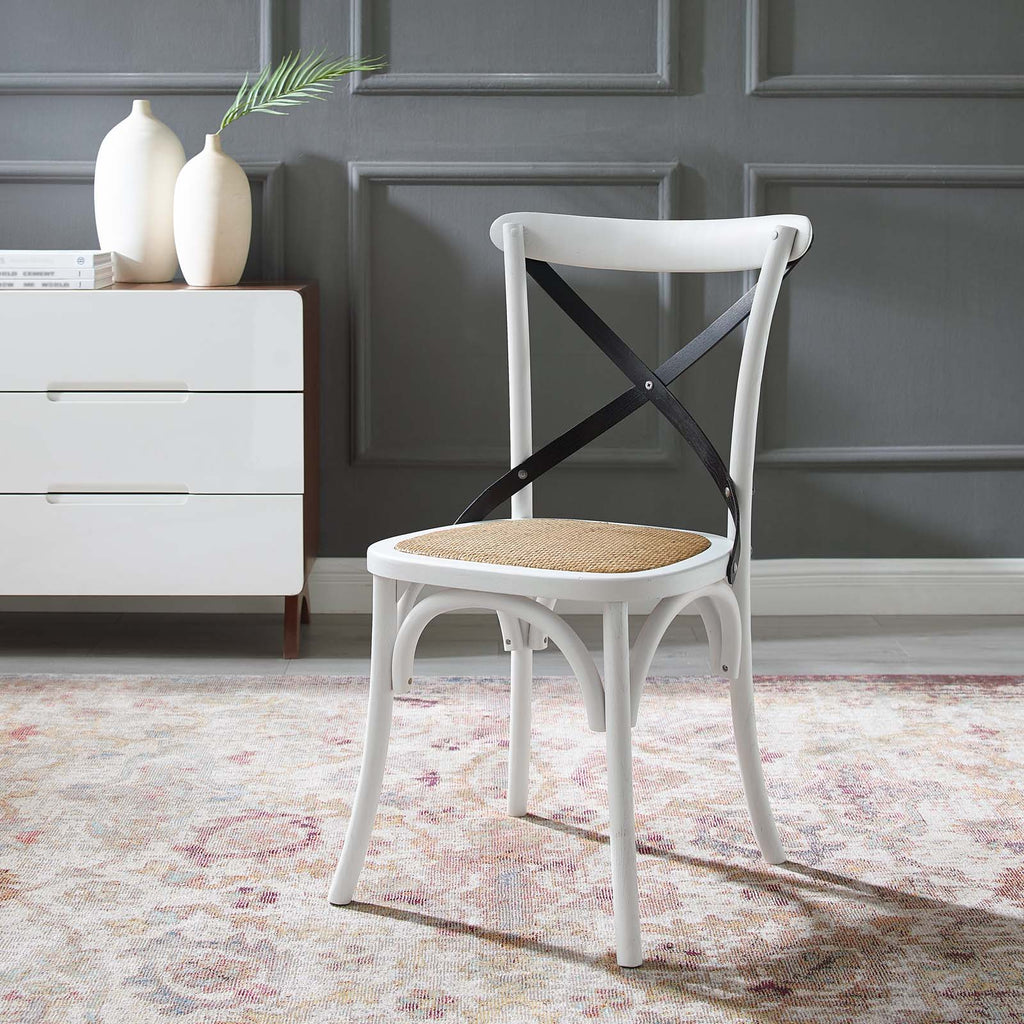 Gear Dining Side Chair in White Black