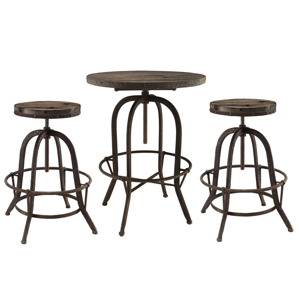 Gather 3 Piece Dining Set in Brown-2