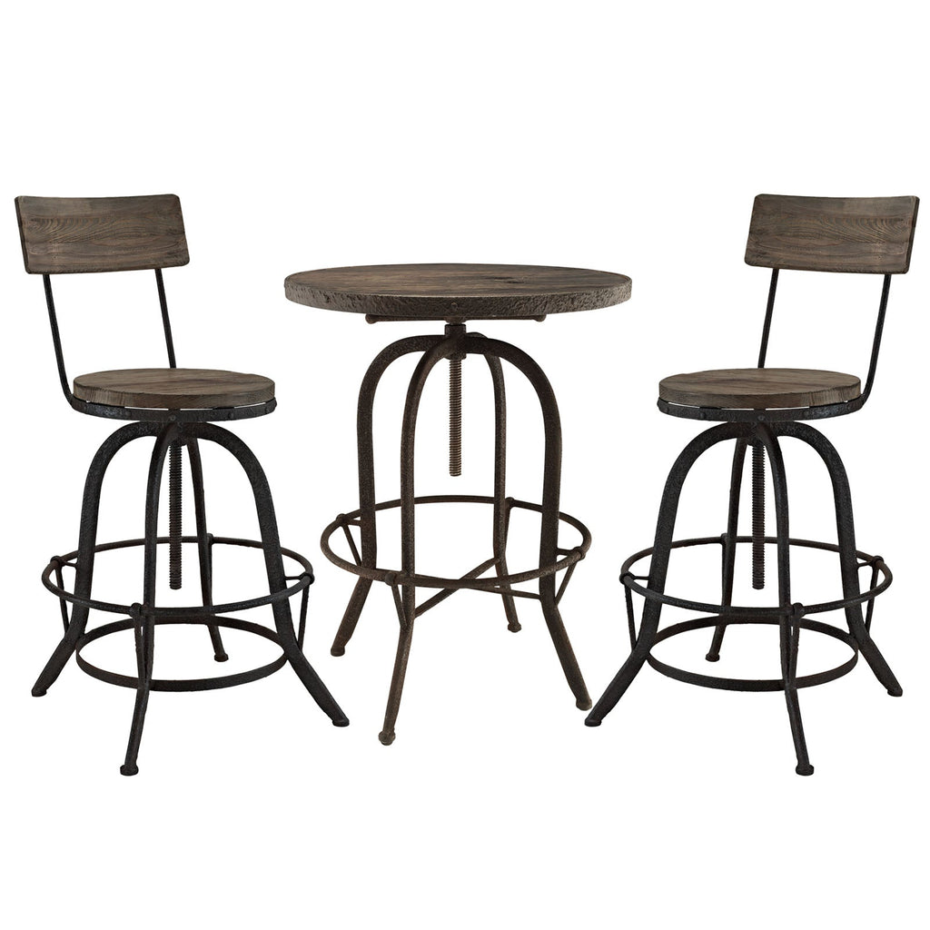 Gather 3 Piece Dining Set in Brown-1