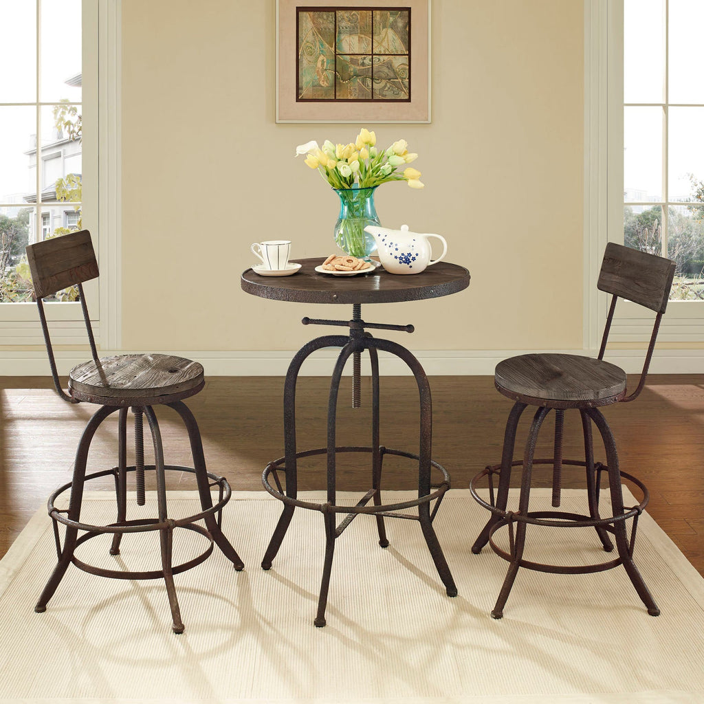 Gather 3 Piece Dining Set in Brown-1