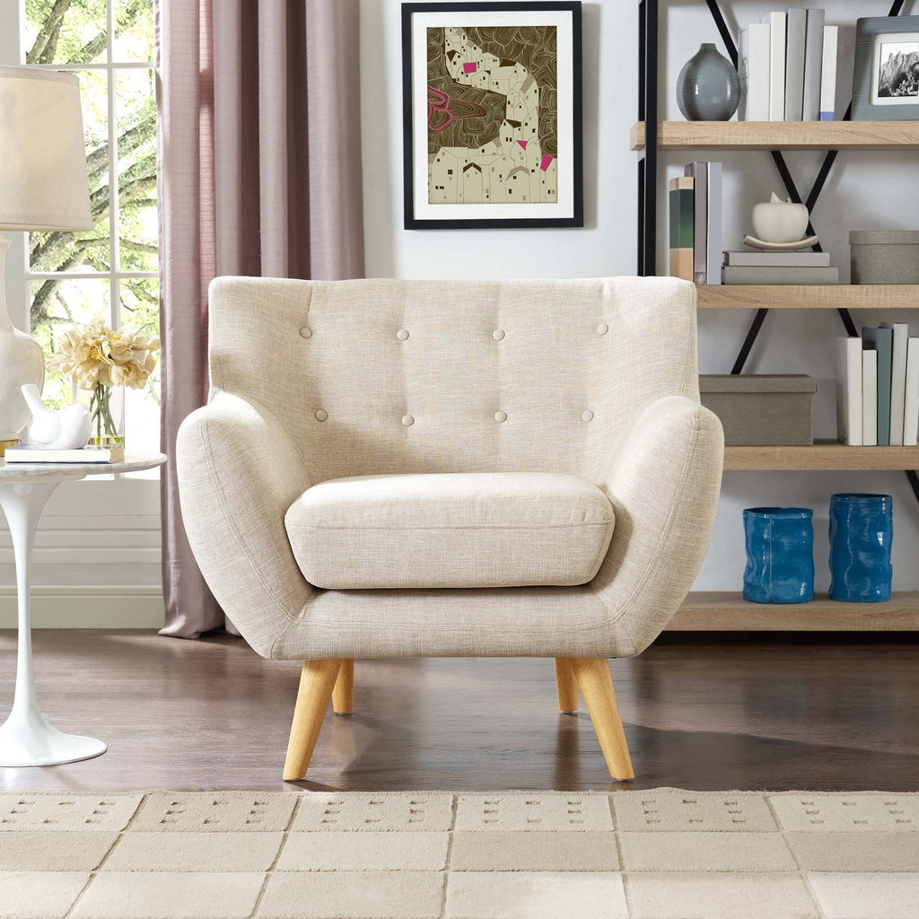 Remark Upholstered Fabric Armchair in Beige