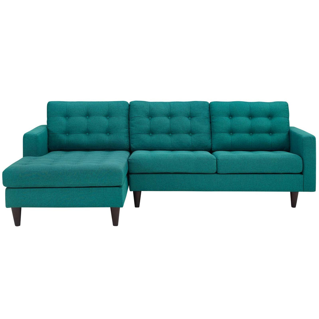 Empress Left-Facing Upholstered Fabric Sectional Sofa in Teal