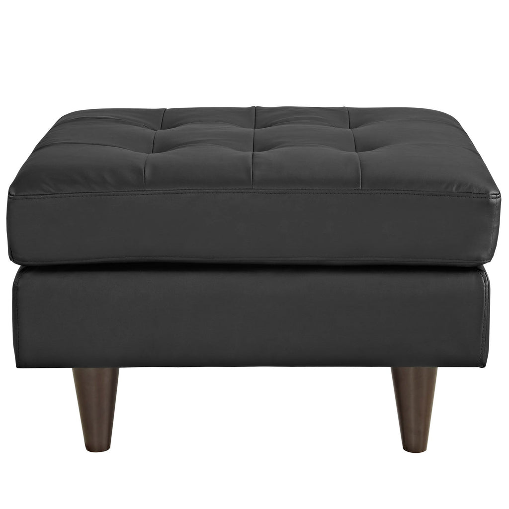 Empress Bonded Leather Ottoman in Black