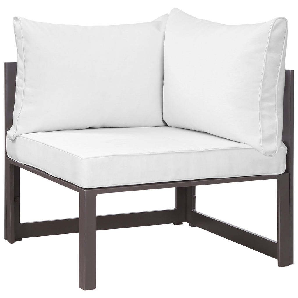 Fortuna 9 Piece Outdoor Patio Sectional Sofa Set in Brown White-2