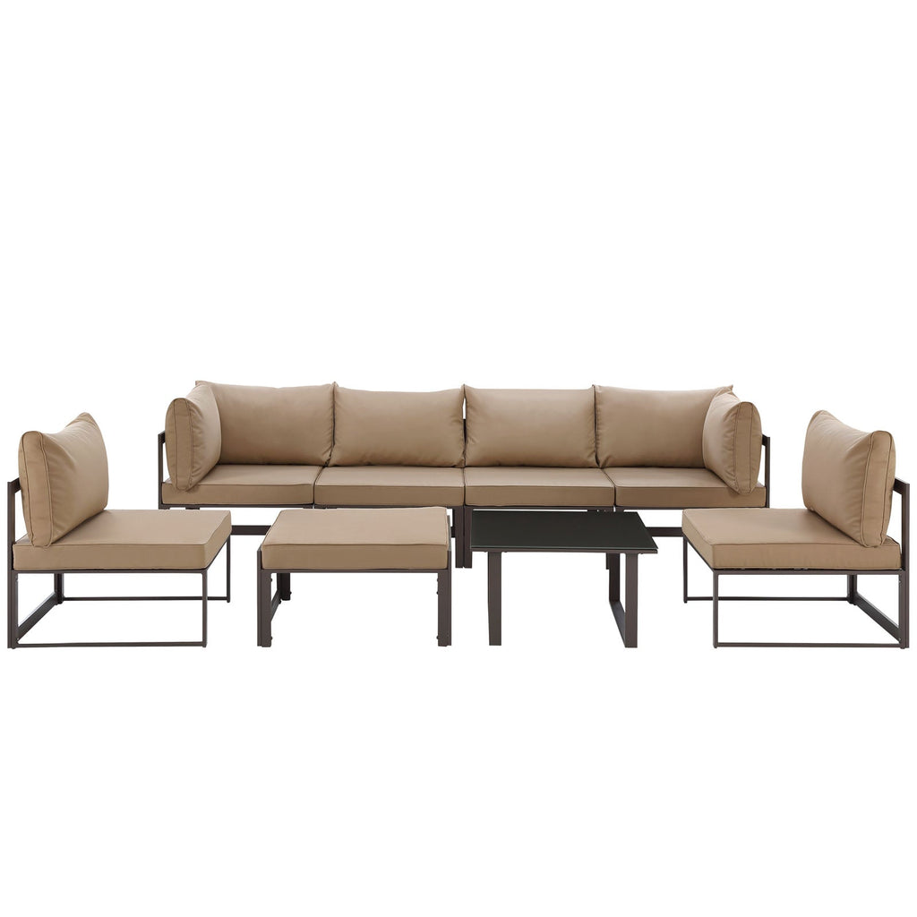 Fortuna 8 Piece Outdoor Patio Sectional Sofa Set in Brown Mocha-4