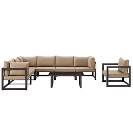 Fortuna 8 Piece Outdoor Patio Sectional Sofa Set in Brown Mocha-1