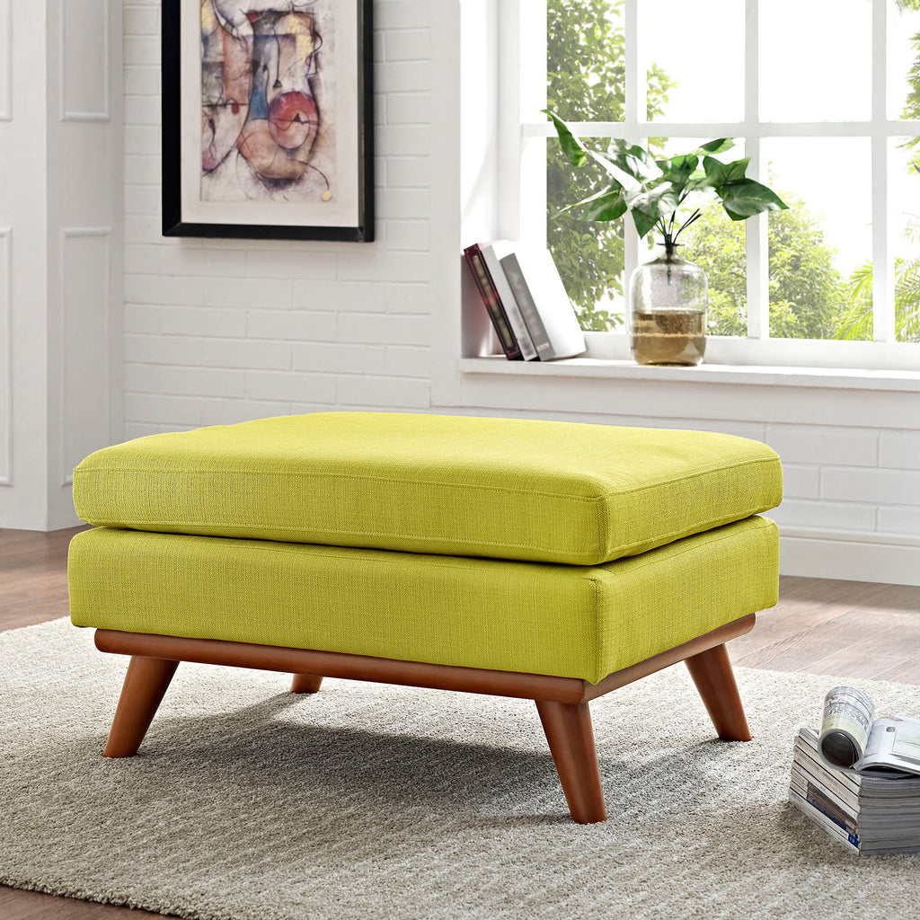 Engage Upholstered Fabric Ottoman in Wheatgrass