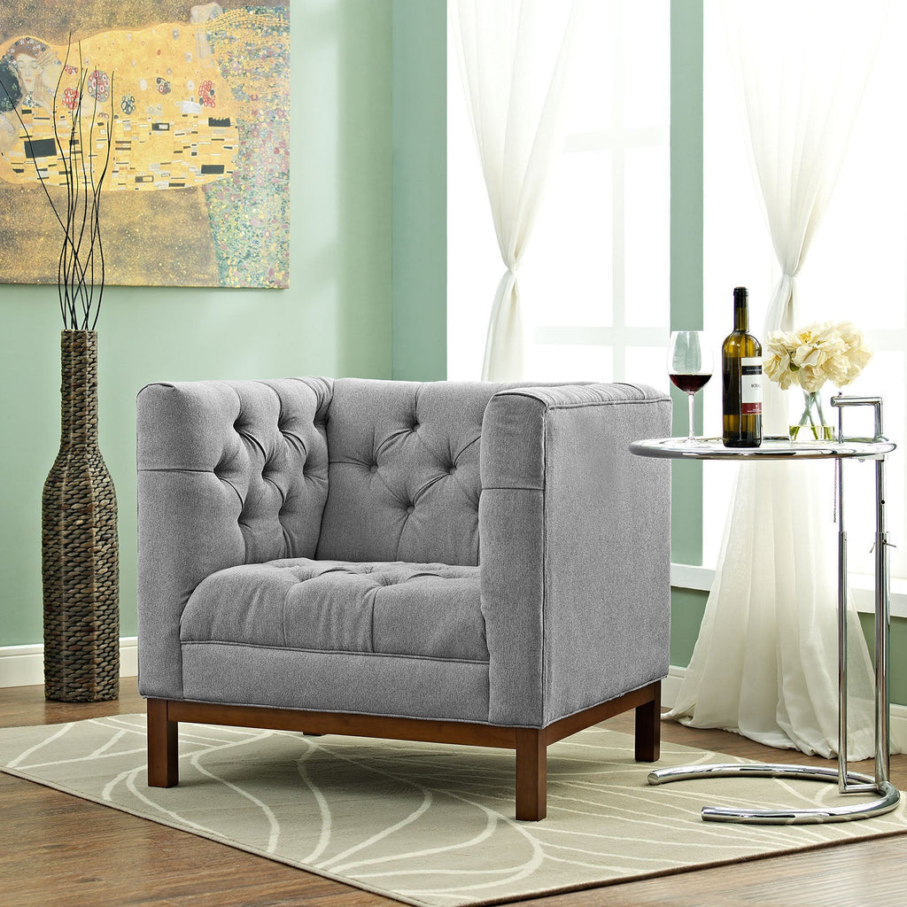 Panache Upholstered Fabric Armchair in Expectation Gray