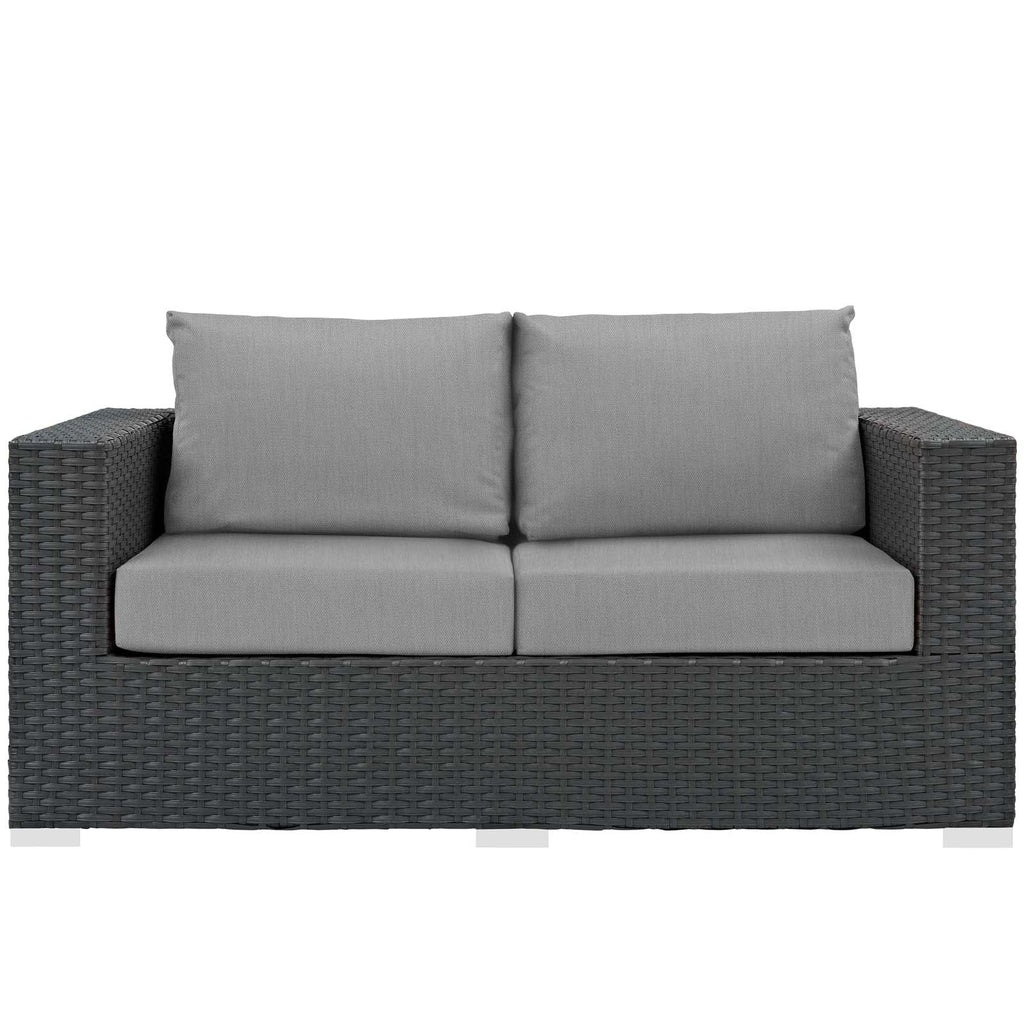 Sojourn Outdoor Patio Sunbrella Loveseat in Canvas Gray