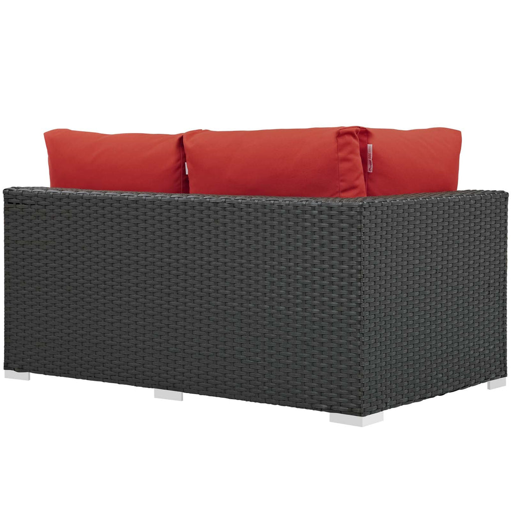 Sojourn Outdoor Patio Sunbrella Left Arm Loveseat in Canvas Red