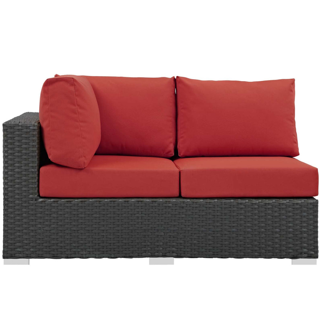Sojourn Outdoor Patio Sunbrella Left Arm Loveseat in Canvas Red