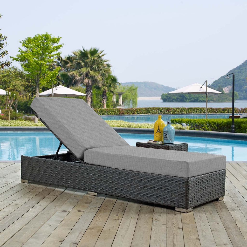 Sojourn Outdoor Patio Sunbrella Chaise Lounge in Canvas Gray