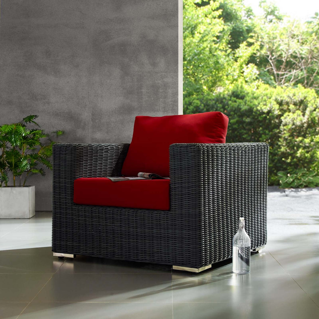 Summon Outdoor Patio Fabric Sunbrella Armchair in Canvas Red
