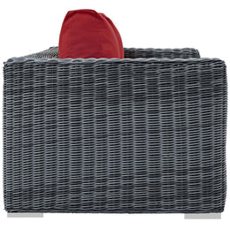 Summon Outdoor Patio Sunbrella Loveseat in Canvas Red