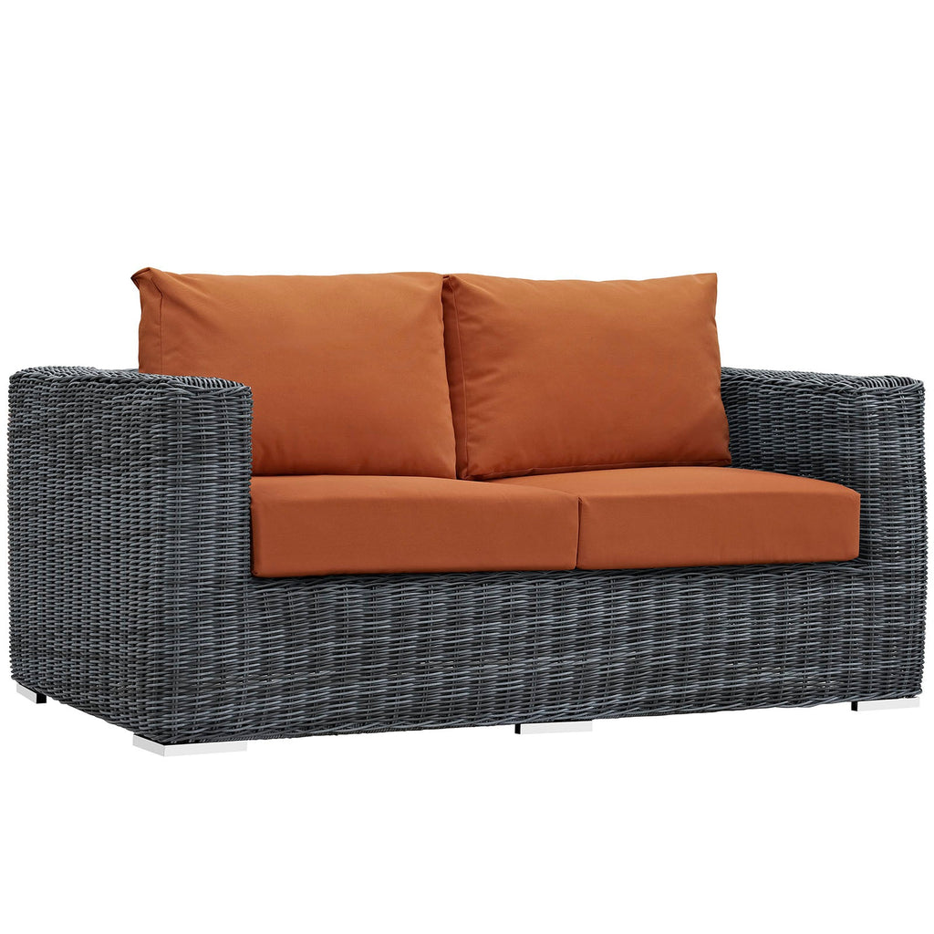 Summon Outdoor Patio Sunbrella Loveseat in Canvas Tuscan