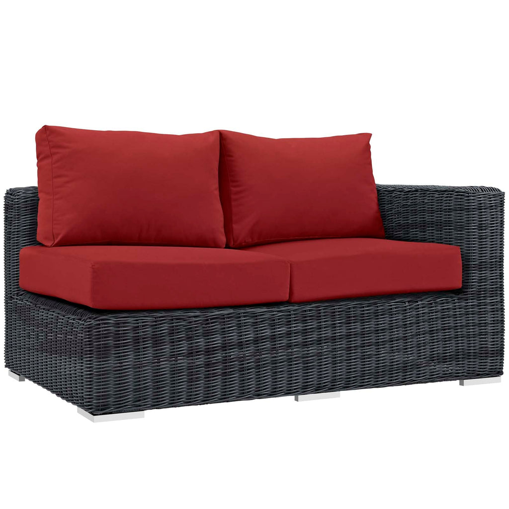 Summon Outdoor Patio Sunbrella Right Arm Loveseat in Canvas Red