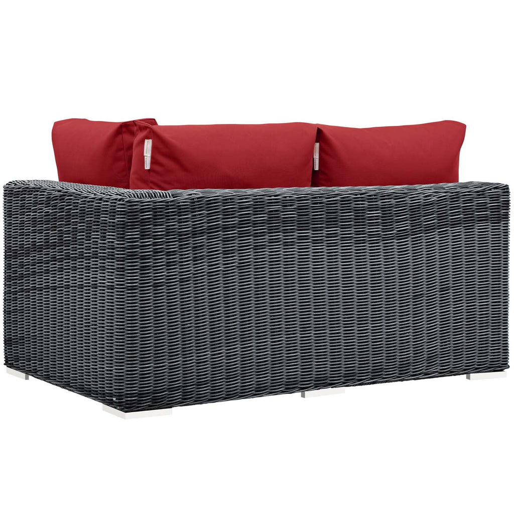 Summon Outdoor Patio Sunbrella Right Arm Loveseat in Canvas Red