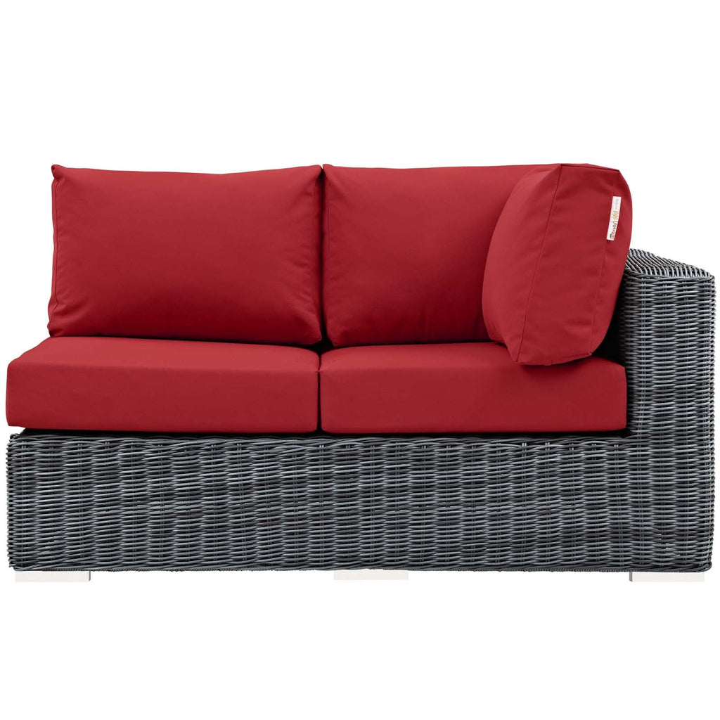 Summon Outdoor Patio Sunbrella Right Arm Loveseat in Canvas Red