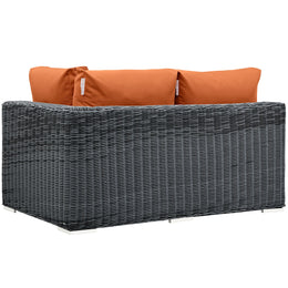 Summon Outdoor Patio Sunbrella Right Arm Loveseat in Canvas Tuscan