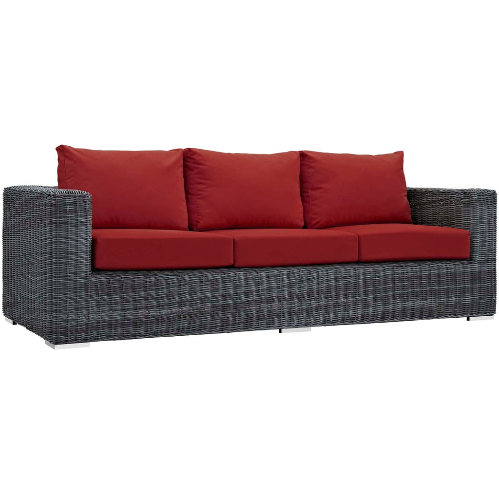 Summon Outdoor Patio Sunbrella Sofa in Canvas Red