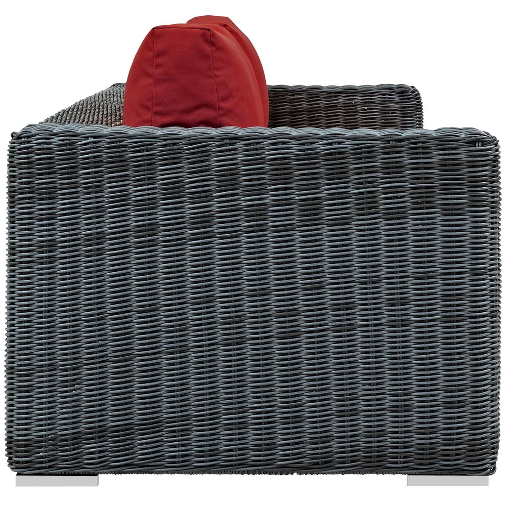 Summon Outdoor Patio Sunbrella Sofa in Canvas Red