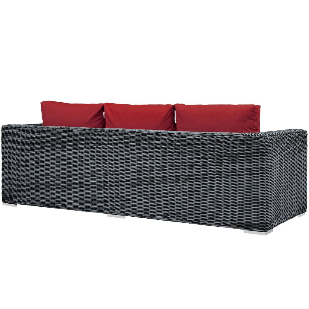 Summon Outdoor Patio Sunbrella Sofa in Canvas Red