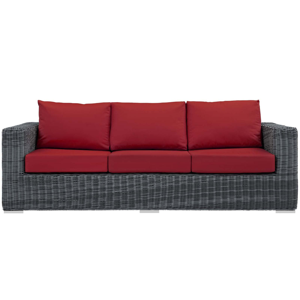 Summon Outdoor Patio Sunbrella Sofa in Canvas Red