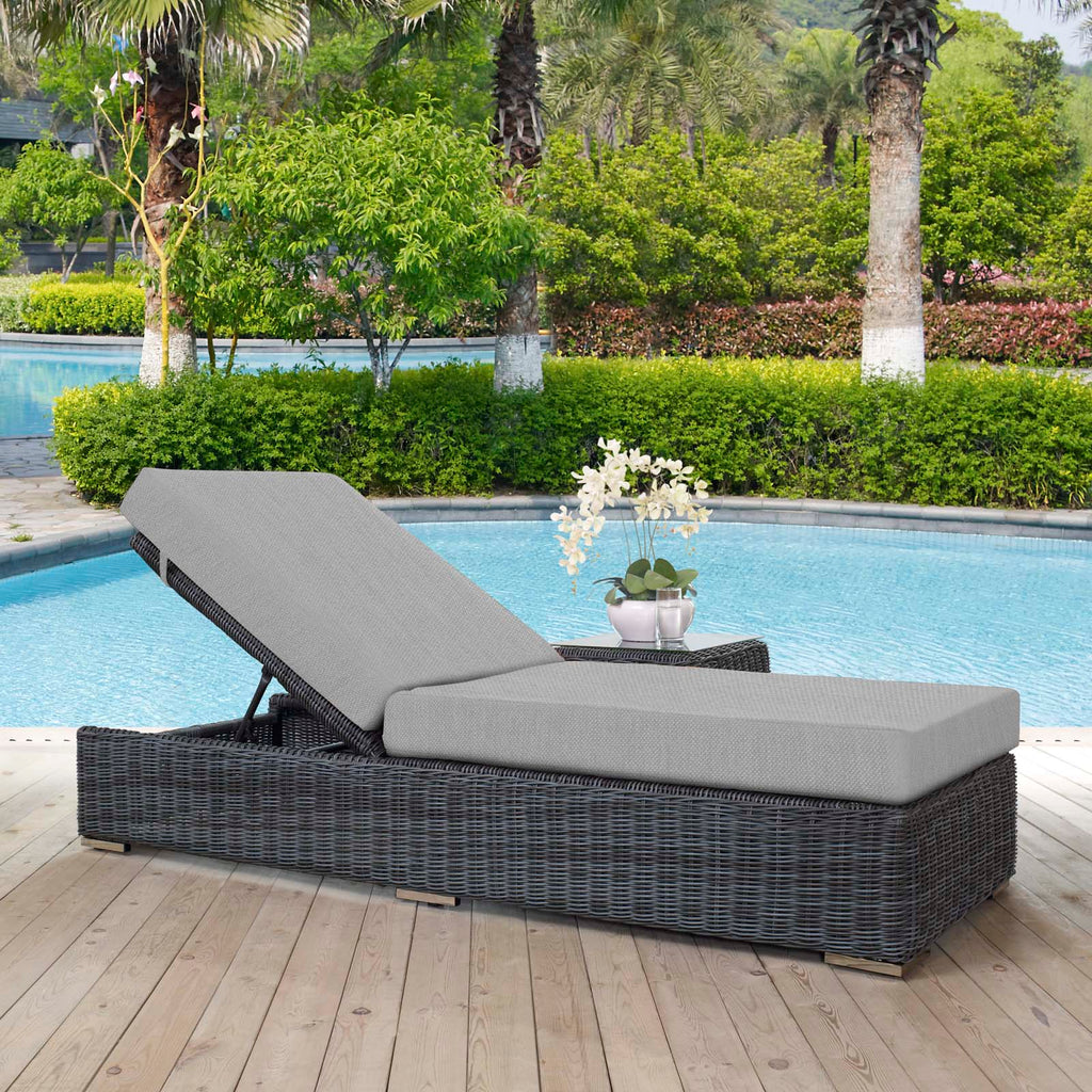 Summon Outdoor Patio Sunbrella Chaise Lounge in Canvas Gray