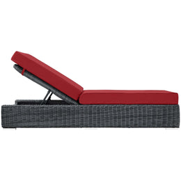 Summon Outdoor Patio Sunbrella Chaise Lounge in Canvas Red