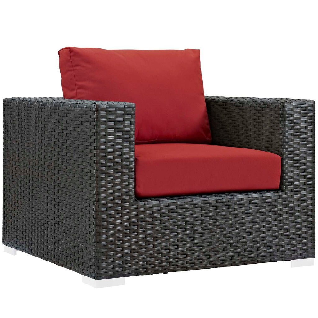 Sojourn 8 Piece Outdoor Patio Sunbrella Sectional Set in Canvas Red