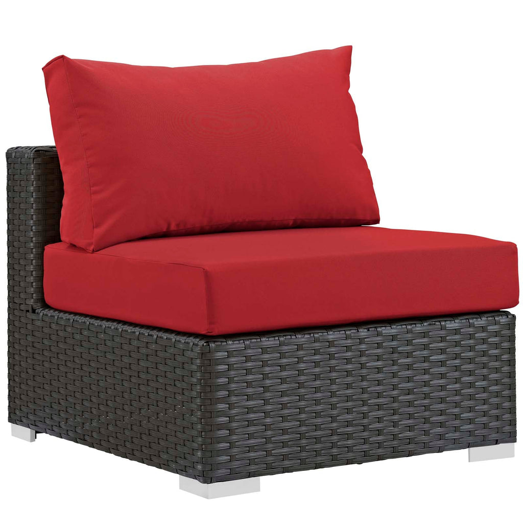 Sojourn 5 Piece Outdoor Patio Sunbrella Sectional Set in Canvas Red-2