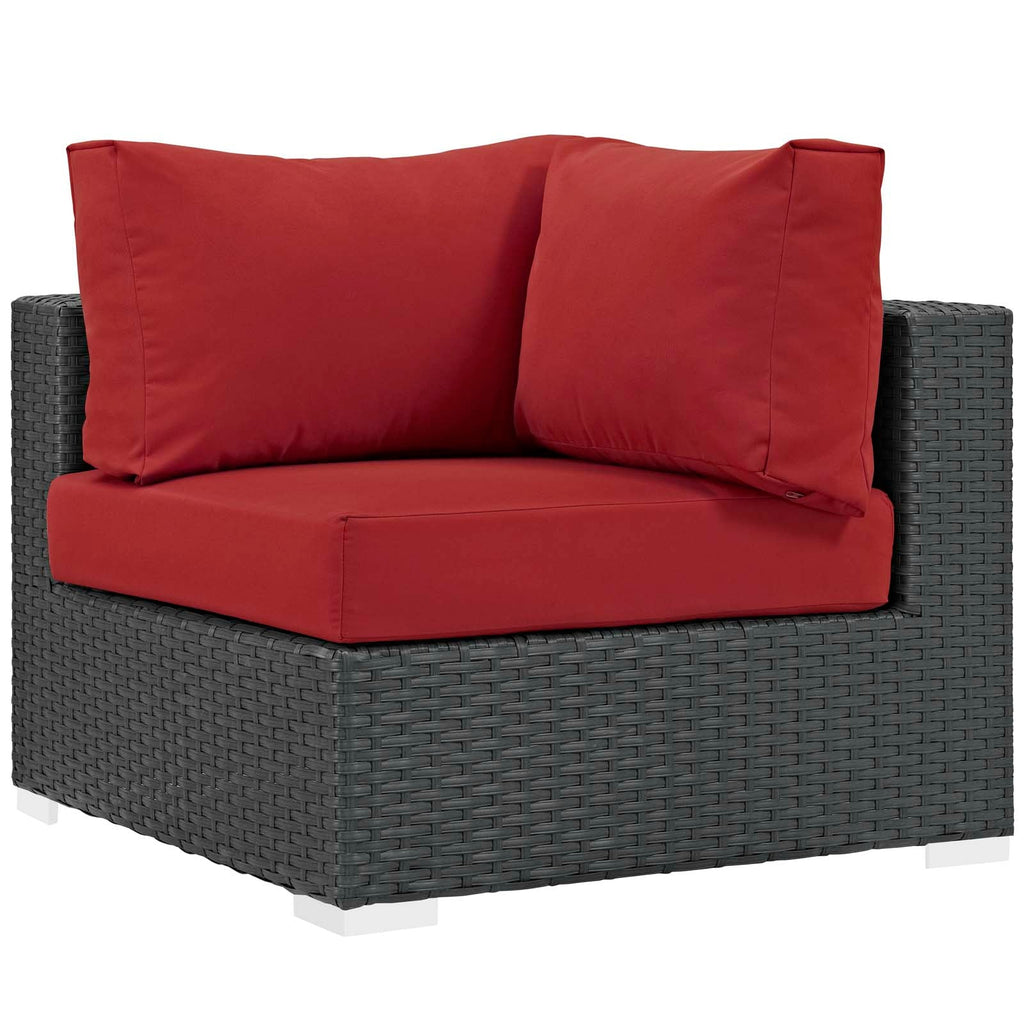 Sojourn 5 Piece Outdoor Patio Sunbrella Sectional Set in Canvas Red-2