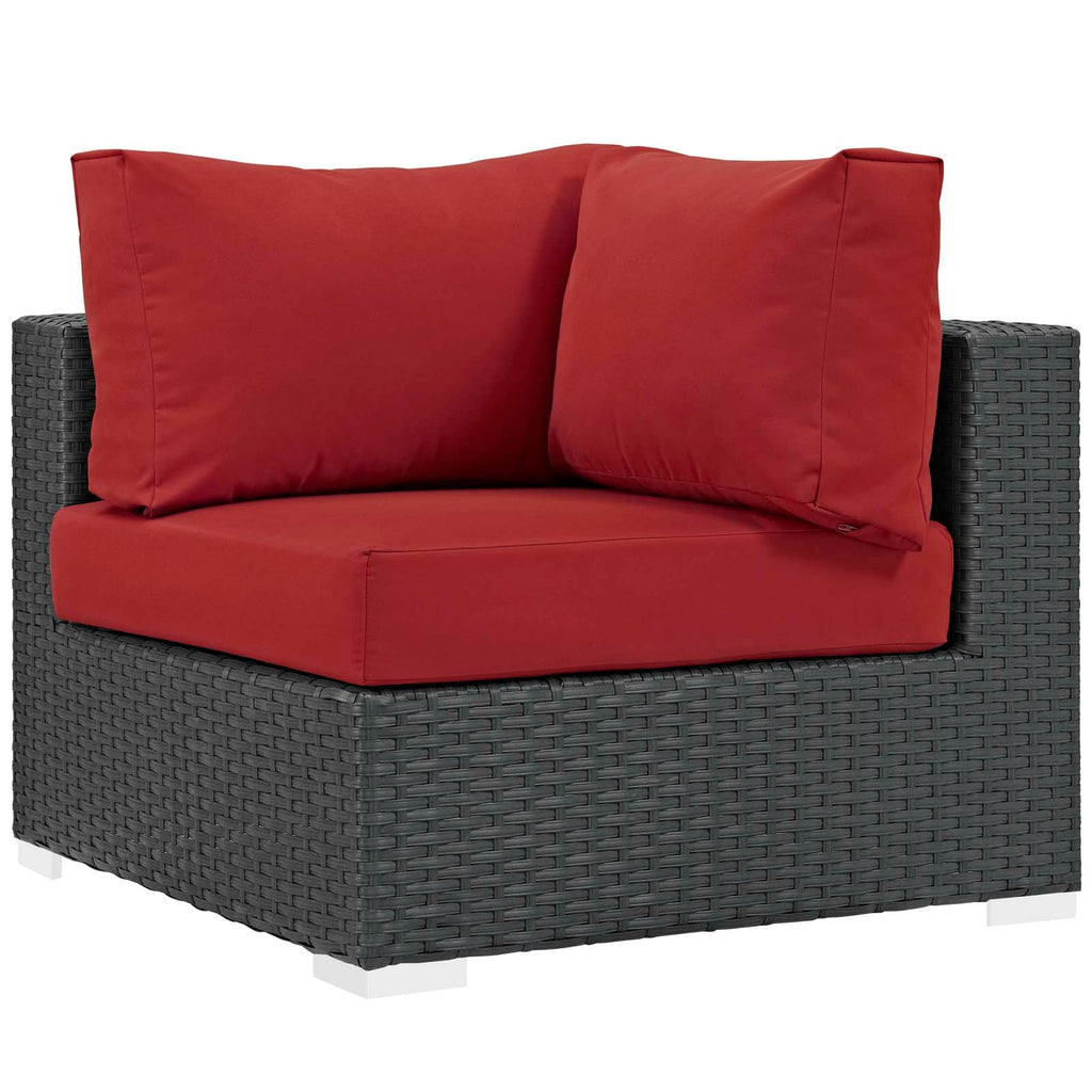 Sojourn 10 Piece Outdoor Patio Sunbrella Sectional Set in Canvas Red